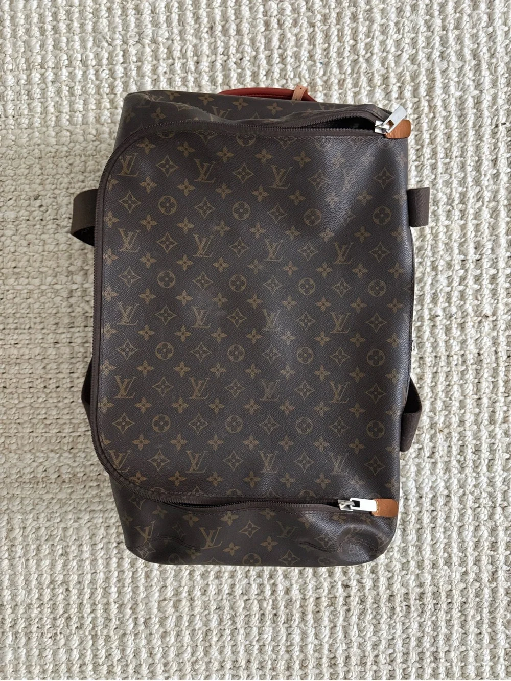 Louis Vuitton Monogram Rolling Travel Bag in Brown with Tan Trim